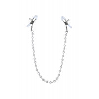 Затискачі для сосків з перлинами Feral Feelings - Nipple clamps Pearls, срібло/білий