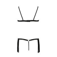 Комплект білизни Passion Exclusive KASSANDRA SET OpenBra S/M black, ліф з бахроми, трусики-спідниця — Переглянути зображення 6