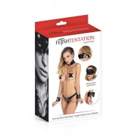 Нашийник з наручниками і ланцюжком Fetish Tentation Neck and Wrist Chain Straps з маскою на очі — Переглянути зображення 3
