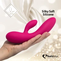 Гнучкий вібратор кролик з двома моторами FeelzToys Lea Rabbit Vibrator Rubine Red — Переглянути зображення 4