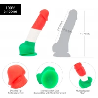 Кольоровий фалоімітатор ADDICTION - LEONARDO - 7 &quot;- 3 COLOURS, 17,8 см, силікон, вібропуля в подарун — Переглянути зображення 4