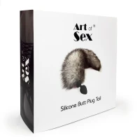 Силіконова анальна пробка з хвостом із натурального хутра Art of Sex size M Artctic fox — Переглянути зображення 6