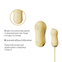 Набір 2в1 Zalo — UNICORN Yellow, віброяйце + вакуумний стимулятор — Переглянути зображення 4