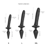 Анальна пробка з дилдо 2в1 Strap-On-Me SWITCH PLUG-IN REALISTIC DILDO Black XXL, діаметр 5,2/3,9 см — Переглянути зображення 4