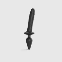 Анальна пробка з дилдо 2в1 Strap-On-Me SWITCH PLUG-IN REALISTIC DILDO Black XXL, діаметр 5,2/3,9 см — Переглянути зображення 1