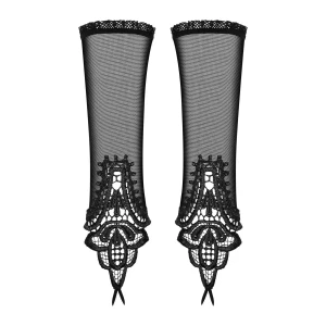 Сітчасті мітенки з мереживом Obsessive Luiza mittens One size, чорні