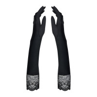 Высокие перчатки с камнями и кружевом Obsessive Miamor gloves, black