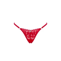 Кружевные стринги Obsessive Lacelove thong XS/S Red, низкая посадка — Просмотреть изображение 3
