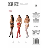 Еротичні колготки-бодістокінг з тонкими підв’язками Passion S028 One Size, black, відкритий доступ — Переглянути зображення 5
