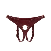 Шкіряні трусики для страпона Liebe Seele Wine Red Strap on Harness, універсальний розмір — Переглянути зображення 1