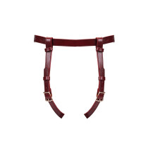 Кожаные трусы для страпона Liebe Seele Wine Red Strap on Harness, универсальный размер