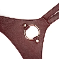 Шкіряні трусики для страпона Liebe Seele Wine Red Strap on Harness, універсальний розмір — Переглянути зображення 5