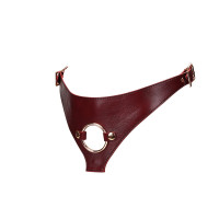 Кожаные трусы для страпона Liebe Seele Wine Red Strap on Harness, универсальный размер