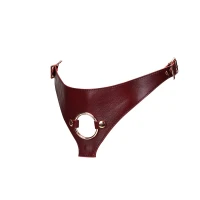 Шкіряні трусики для страпона Liebe Seele Wine Red Strap on Harness, універсальний розмір — Переглянути зображення 3