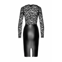 Сукня Noir Handmade F295 Euphoria, M, black, мереживо, глибоке декольте, спідниця міді під латекс — Переглянути зображення 5