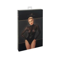 Боді Noir Handmade F321 Edge, 3XL, низ під латекс, верх сітка, блискавка на все тіло, декор кільця — Переглянути зображення 9