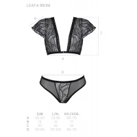 Комплект Passion LEAFA BIKINI black S/M, бюстгальтер-топ з рукавчиками, стрінги-шортики з вирізом — Просмотреть изображение 5