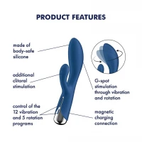 Вібратор-кролик з ротацією Satisfyer Spinning Rabbit 1 Blue, 3 мотори — Переглянути зображення 7