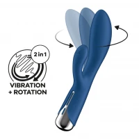 Вібратор-кролик з ротацією Satisfyer Spinning Rabbit 1 Blue, 3 мотори — Переглянути зображення 1