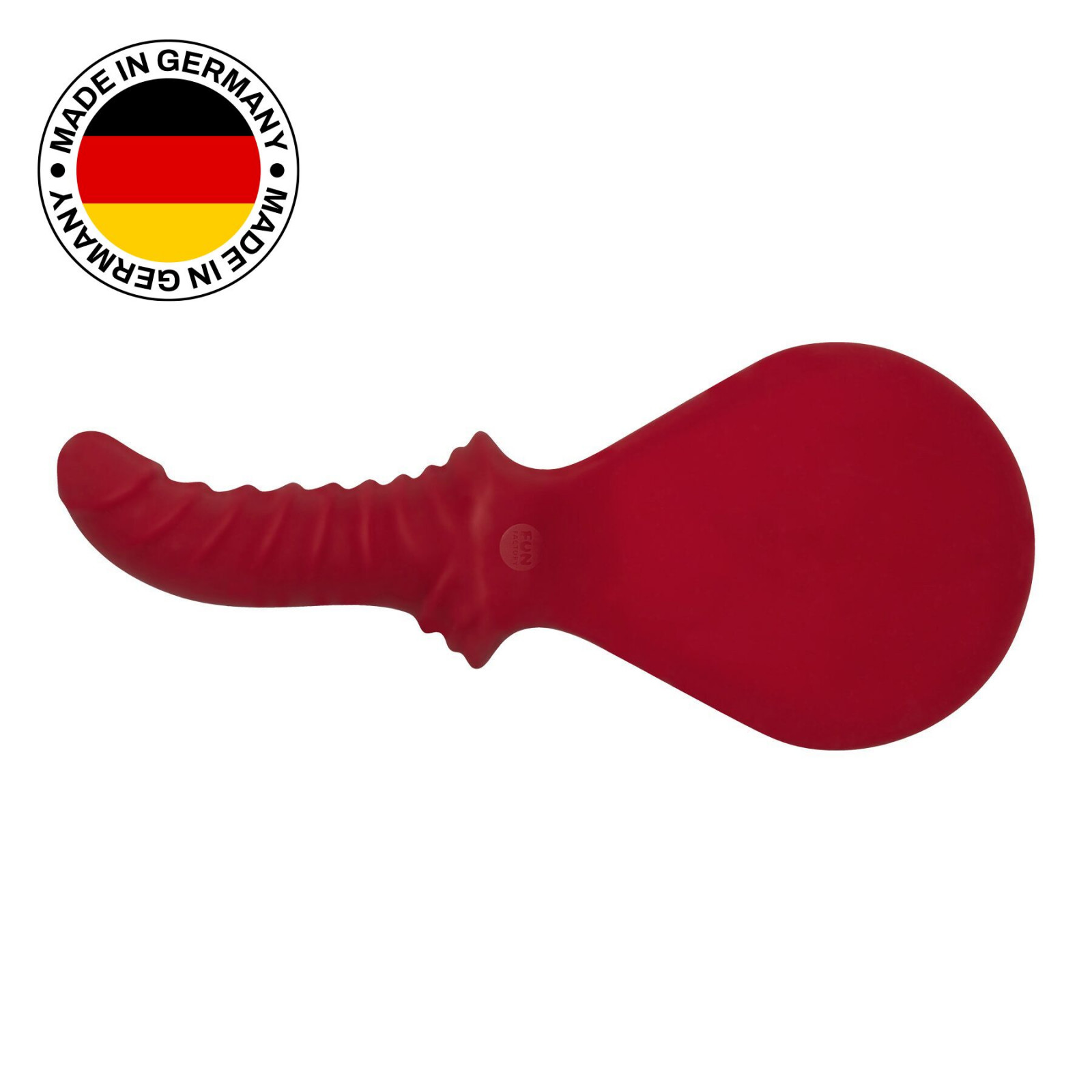 Шльопалка з фалоімітатором Fun Factory BÜCK DICH, червона, силіконова, з ребристою ручкою