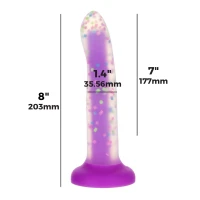 Фалоімітатор, що світиться в темряві, ADDICTION Rave 8″, Glow in the Dark Dildo Purple Confetti, 20,3 см — Переглянути зображення 4