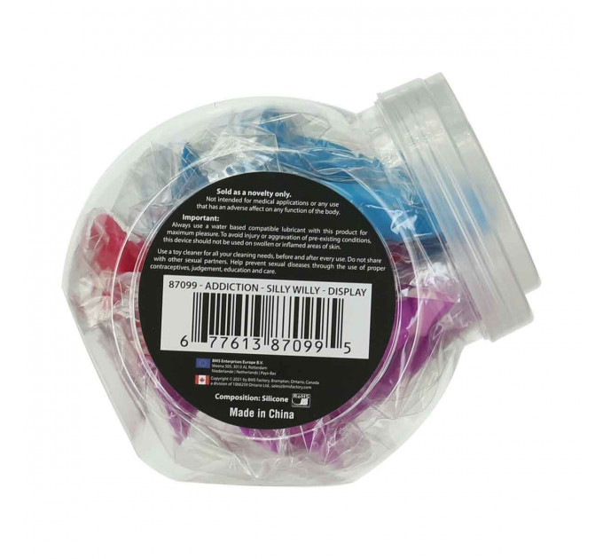 Набір фалоімітаторів ADDICTION Silly Willy 3.3” Silicone Dildo, 3 кольори, 12 шт