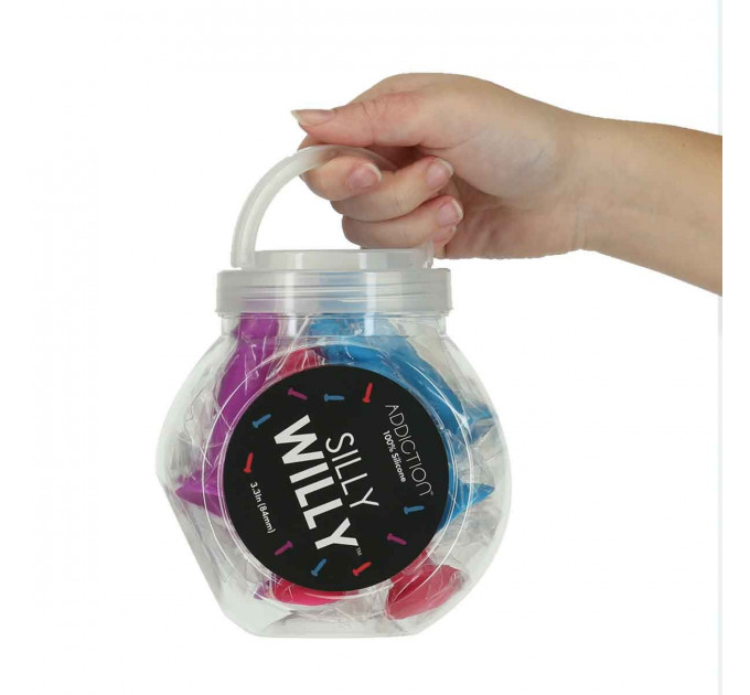 Набір фалоімітаторів ADDICTION Silly Willy 3.3” Silicone Dildo, 3 кольори, 12 шт