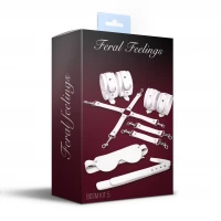 Набір Feral Feelings BDSM Kit 5 White, наручники, поножі, хрестовина, маска, падл — Просмотреть изображение 2
