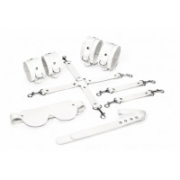 Набір Feral Feelings BDSM Kit 5 White, наручники, поножі, хрестовина, маска, падл