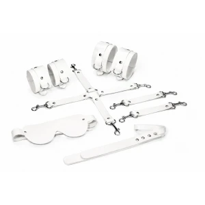 Набір Feral Feelings BDSM Kit 5 White, наручники, поножі, хрестовина, маска, падл