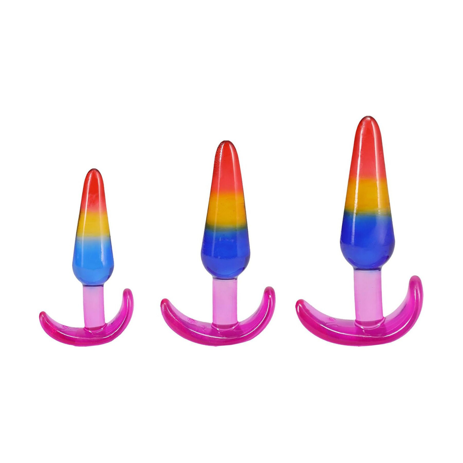 Набор анальных пробок Doc Johnson Crystal Jellies - Anal Trainer Set - Rainbow