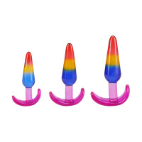 Набор анальных пробок Doc Johnson Crystal Jellies - Anal Trainer Set - Rainbow