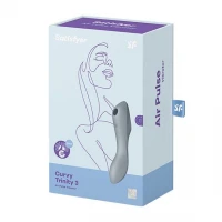 Вакуумний стимулятор з вібрацією Satisfyer Curvy Trinity 3 BlueGrey — Просмотреть изображение 5