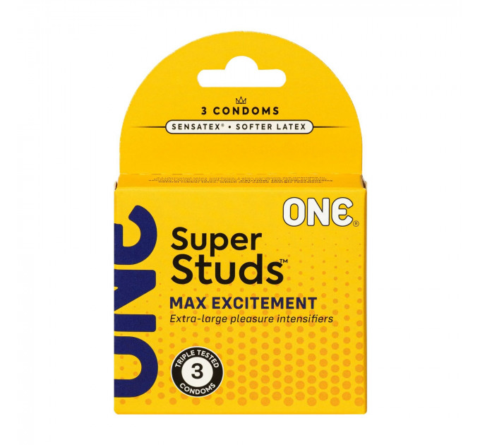Презервативы ONE Super Studs 3 шт, картонная коробка (мятая упаковка!!!)