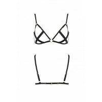 Открытый бюстгальтер-стрепы NICKY BRA black S/M - Passion Exclusive (мятая упаковка!!!)