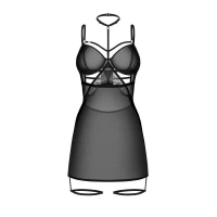 Бебі-дол Obsessive Arrowel Black chemise L/XL, з декоративним чокером та гартерами — фото 3