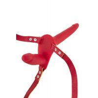 Подвійний страпон Fetish Tentation Strap-On with Double Dildo Red (м'яте паковання!!!) — Переглянути зображення 4