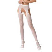Колготки-бодістокінги з відкритим доступом Passion S017 One Size, White, імітація панчіх та пояса — Переглянути зображення 1