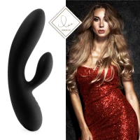 Гнучкий вібратор кролик з двома моторами FeelzToys Lea Rabbit Vibrator Black — Переглянути зображення 2