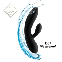 Гнучкий вібратор кролик з двома моторами FeelzToys Lea Rabbit Vibrator Black — Переглянути зображення 5