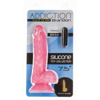 Фалоімітатор, що світиться у темряві, ADDICTION - BRANDON - 7.5 &quot;- PINK G.I.D. / W PB, 19 см, силіко — Просмотреть изображение 7