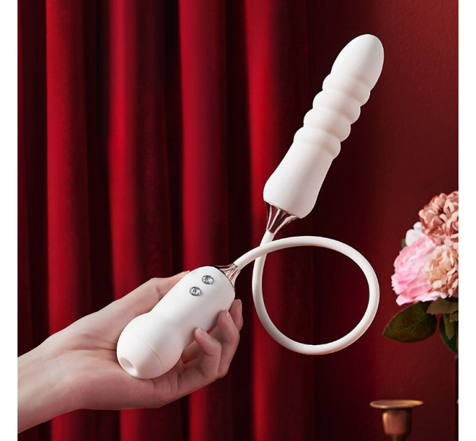 Пульсатор з вакуумним стимулятором KISTOY Cathy White на гнучкому з'єднанні