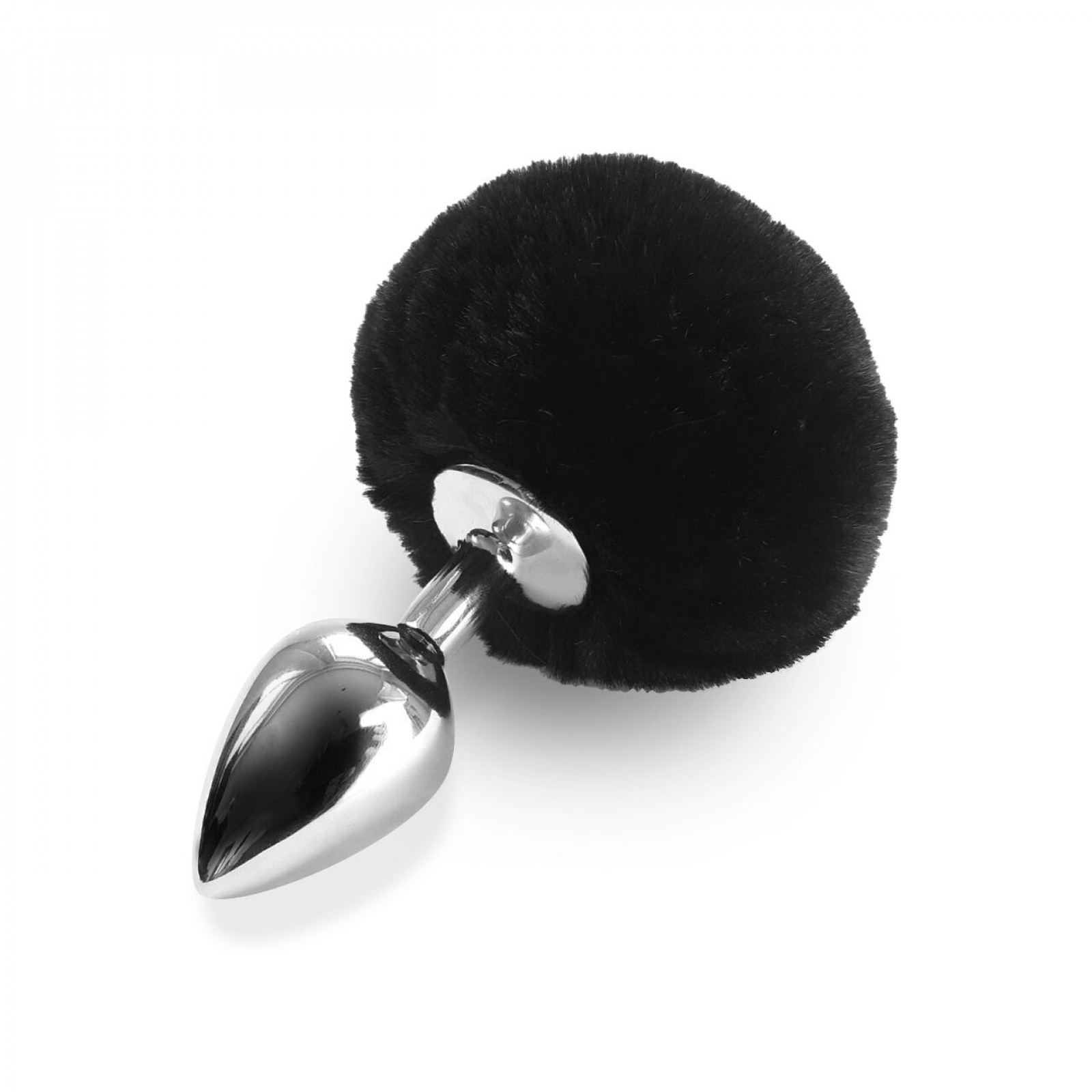 Металлическая анальная пробка М Art of Sex - Metal Butt plug Rabbit Tail Black, диаметр 3,4 см