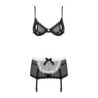Еротичний костюм покоївки Obsessive Maidme set 5pcs S/M, бюстгальтер, пояс з фартухом, панчохи — Просмотреть изображение 8