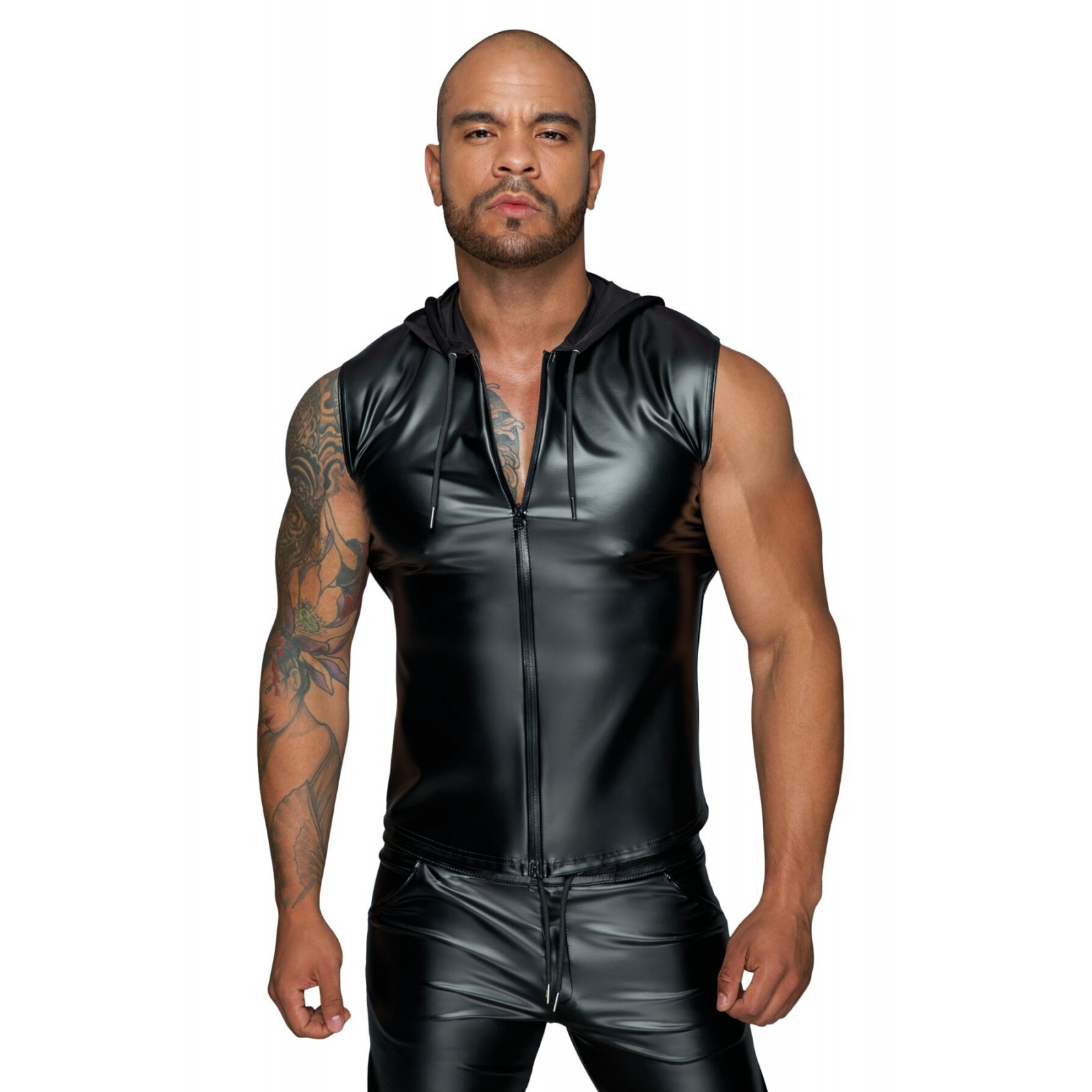 Чоловіча безрукавка з капюшоном Noir Handmade H062 Hooded Shirt, S, мокрий ефект