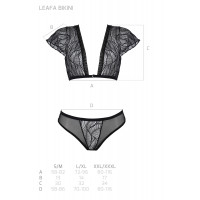 Комплект Passion LEAFA BIKINI black, XXL/XXXL, бюстгальтер-топ с рукавчиками, стринги-шортики с вырезом