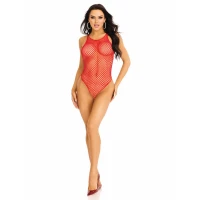 Боді-сітка Leg Avenue Net snap crotch tank bodysuit Red, One Size — Просмотреть изображение 5
