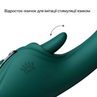 Смарт-вибратор Zalo Ares Turquoise Green, подогрев, 3 мотора, язычок для клитора, стимуляция точки G — Просмотреть изображение 6
