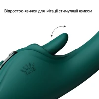 Смарт-вібратор Zalo Ares Turquoise Green, підігрів, 3 мотори, язичок для клітора, стимуляція точки G — Просмотреть изображение 10