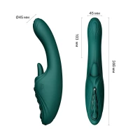 Смарт-вібратор Zalo Ares Turquoise Green, підігрів, 3 мотори, язичок для клітора, стимуляція точки G — Просмотреть изображение 6